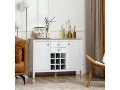 Buffet Placards Porte-bouteilles NICK Blanc Et Bois -Mobilia Boutique buffet 19194171