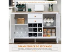 Buffet Placards Porte-bouteilles NICK Blanc Et Bois -Mobilia Boutique buffet 19194173