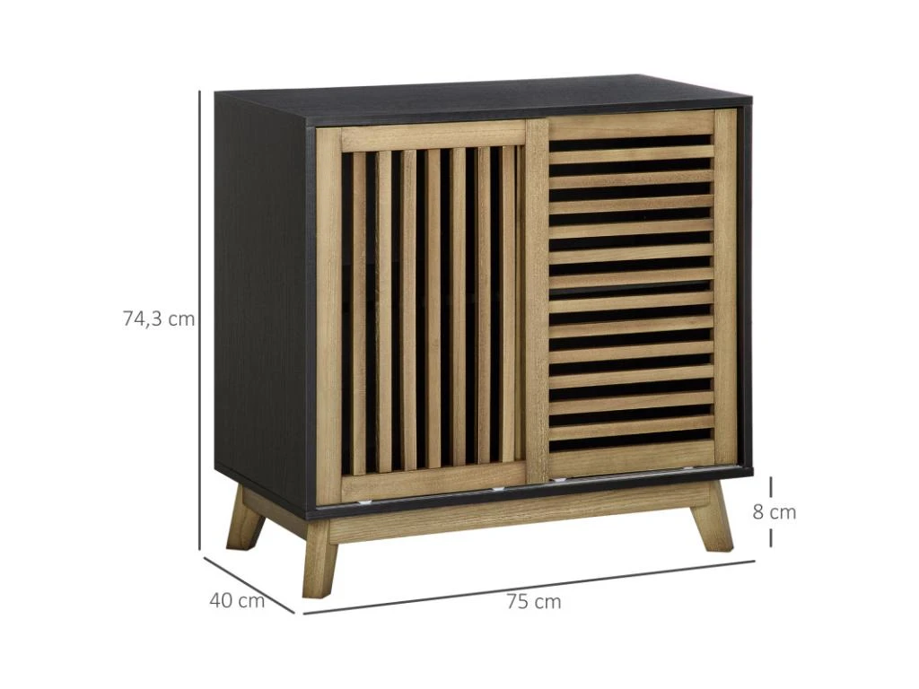 Meuble Buffet De Rangement BORiS Bois Et Noir 5 Meuble Buffet De Rangement BORiS Bois Et Noir – Image 3