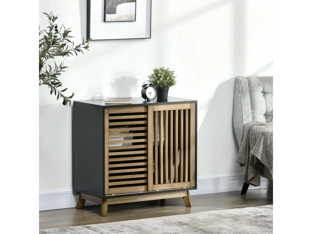 Meuble Buffet De Rangement BORiS Bois Et Noir 6 Meuble Buffet De Rangement BORiS Bois Et Noir – Image 4