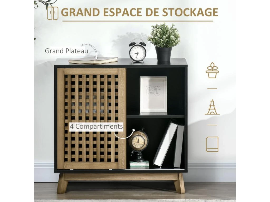 Meuble Buffet De Rangement BORiS Bois Et Noir 7 Meuble Buffet De Rangement BORiS Bois Et Noir – Image 5