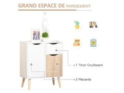 Meuble De Rangement Scandinave SVEN Blanc Et Chêne Clair -Mobilia Boutique buffet 19194479