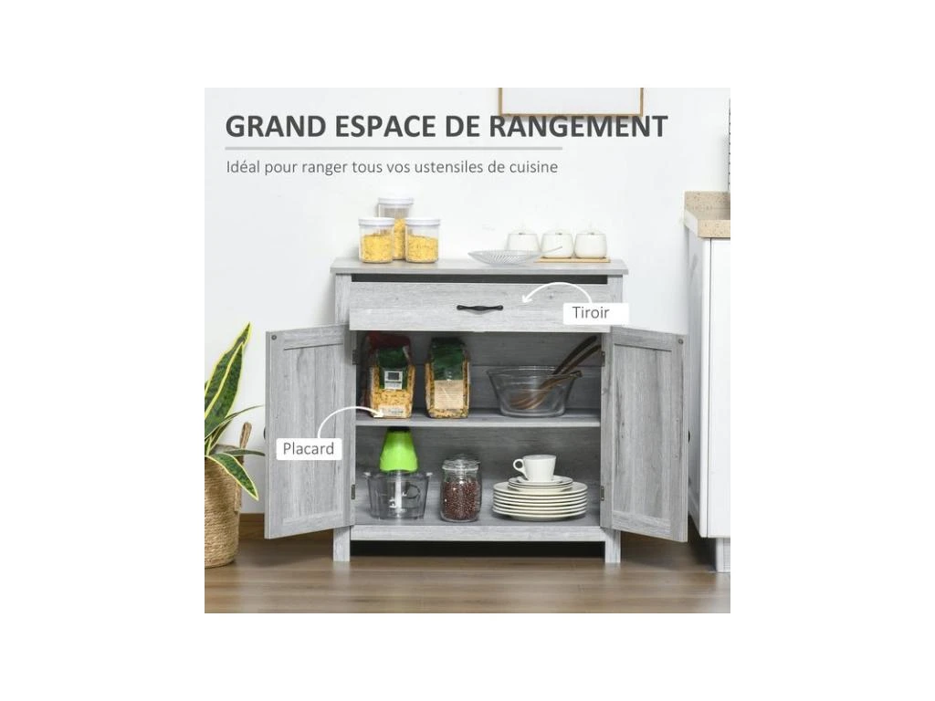 Buffet 2 Portes ELOÏSE Gris Clair 7 Buffet 2 Portes ELOÏSE Gris Clair – Image 5