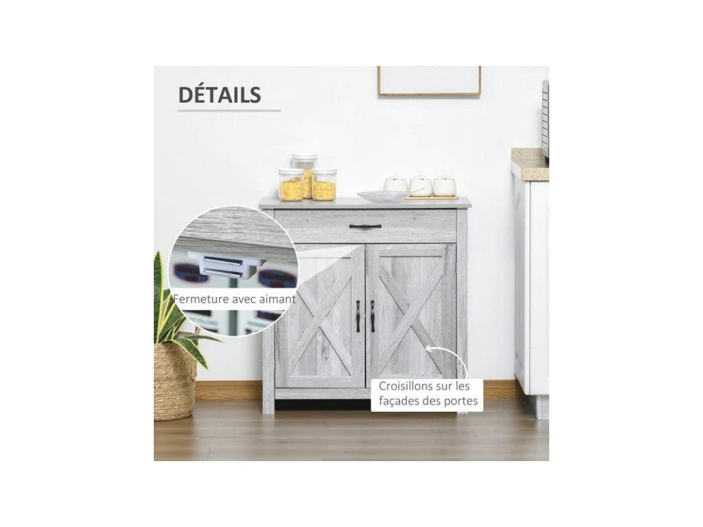 Buffet 2 Portes ELOÏSE Gris Clair 9 Buffet 2 Portes ELOÏSE Gris Clair – Image 7