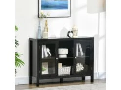 Buffet Meuble De Rangement Vitré BONNIE Noir -Mobilia Boutique buffet 19194535