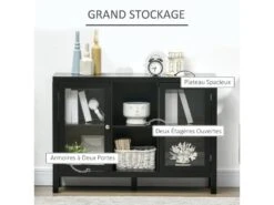 Buffet Meuble De Rangement Vitré BONNIE Noir -Mobilia Boutique buffet 19194537