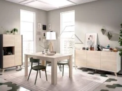 Buffet KOLYMA - 3 Portes - Coloris : Chêne & Blanc -Mobilia Boutique buffet 19429021