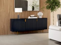 Buffet - 3 Portes - MDF Et Métal - Coloris : Noir Et Doré - LIKANA -Mobilia Boutique buffet 19429457