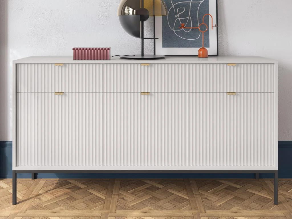 Buffet Avec 3 Portes Et 3 Tiroirs - Gris - LIOUBA De Pascal MORABITO 4 Buffet Avec 3 Portes Et 3 Tiroirs - Gris - LIOUBA De Pascal MORABITO – Image 2