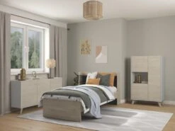 Buffet Haut KOLYMA - 3 Portes & 1 Niche - Coloris : Chêne & Blanc -Mobilia Boutique buffet 19449013