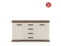 Buffet 170 Cm Avec Deux Portes Et 4 Tiroirs 166,5x45,5 Cm - Blanc