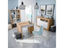 Buffet 3 Portes 1 Niche Blanc/Chêne - TOZA - L 144 X L 42 X H 87 Cm -Mobilia Boutique buffet 19720405