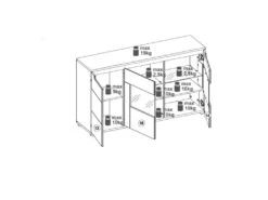 Buffet 3 Portes à LED Chêne Miel/verre - COSPRI - L 150.5 X L 39.5 X H 86 Cm -Mobilia Boutique buffet 19720417