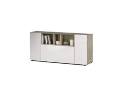 Buffet 3 Portes Blanc/Chêne - ARTICA - L 150 X L 41 X H 76 Cm -Mobilia Boutique buffet 19720611