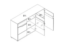 Buffet 3 Portes Blanc/Chêne à LED - ONIEL - L 150 X L 40.5 X H 85 Cm -Mobilia Boutique buffet 19720629