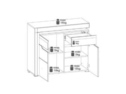 Buffet 2 Portes 1 Tiroir Blanc/Chêne à LED - KIELE - L 100 X L 39 X H 89 Cm -Mobilia Boutique buffet 19720635