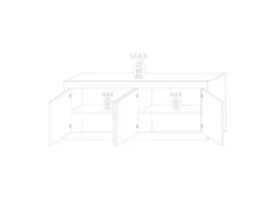 Buffet Moderne 4 Portes En Bois Blanc Laqué Brillant - MILAN - L 207 X L 43 X H 86 Cm -Mobilia Boutique buffet 19720835