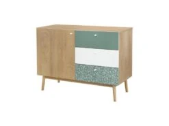 Buffet - Chene Et Vert - Style Ethnique - 1 Porte - GARDENIA - L 110 X P 45 X H 80 Cm -Mobilia Boutique buffet 19946579
