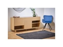 Buffet 165 Cm Décor Chêne Clair Avec Plateau Verre Fumé - MADDE 6862 -Mobilia Boutique buffet 20911289