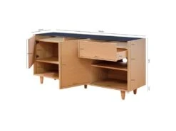 Buffet 165 Cm Décor Chêne Clair Avec Plateau Verre Fumé - MADDE 6862 -Mobilia Boutique buffet 20911295