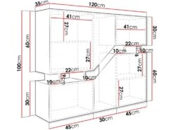Buffet Haut "Ceelias"-120 X 35 X 100 Cm - Gris/Marron -Mobilia Boutique buffet 20940897