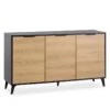 Buffet Kalma 3 Portes En Noir/chêne, Largeur 136 Cm -Mobilia Boutique buffet 20980189