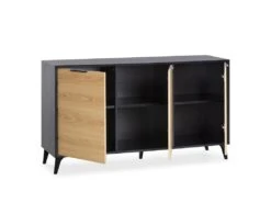 Buffet Kalma 3 Portes En Noir/chêne, Largeur 136 Cm -Mobilia Boutique buffet 20980193