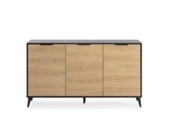 Buffet Kalma 3 Portes En Noir/chêne, Largeur 136 Cm -Mobilia Boutique buffet 20980195