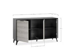 Buffet Kalma 3 Portes En Noir/chêne, Largeur 136 Cm -Mobilia Boutique buffet 20980201