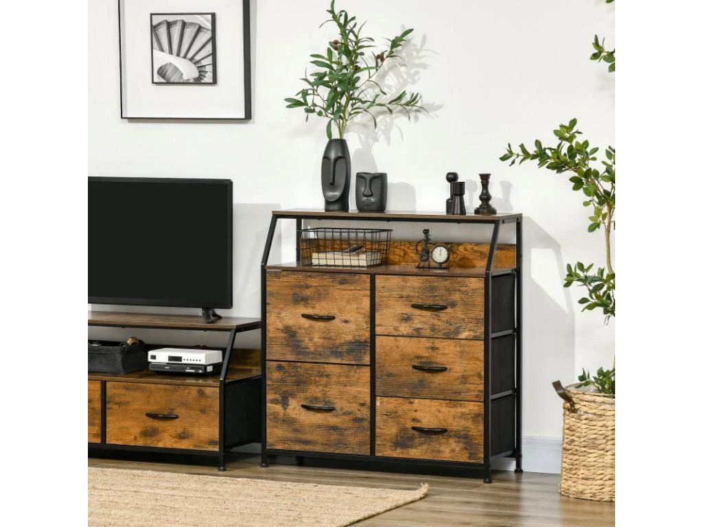 Buffet Industriel VITERBE Bois Et Noir 4 Buffet Industriel VITERBE Bois Et Noir – Image 2