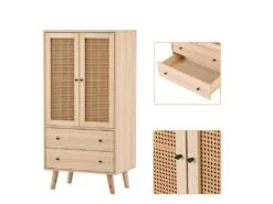 Buffet Haut Avec Portes Et Tiroirs - Naturel -Mobilia Boutique buffet 21025993