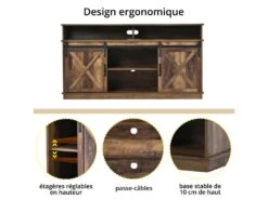 Buffet Avec 2 Portes Coulissantes + Compartiments - étagères Réglables - Marron -Mobilia Boutique buffet 21026195