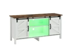 Buffet Avec 2 Portes Coulissantes + Compartiments + LED - étagères Réglables - Marron -Mobilia Boutique buffet 21026395