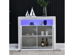 Buffet De Rangement Avec Lumière LED Et 2 Portes Pour Salon Et Salle à Manger - Blanc -Mobilia Boutique buffet 21026407