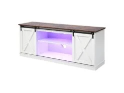 Buffet Avec 2 Portes Coulissantes + Compartiments - étagères Réglables - Blanc -Mobilia Boutique buffet 21026427