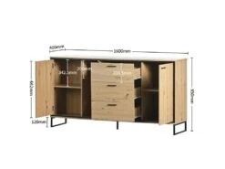 Buffet Bas Avec 3 Tiroirs Et 2 Portes - Avec LED - Naturel -Mobilia Boutique buffet 21026445