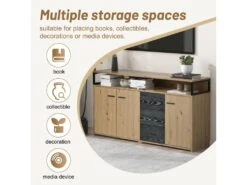 Buffet Avec 3 Portes Et 3 Tiroirs - Poignées En Métal - Style Industriel - Naturel -Mobilia Boutique buffet 21026535