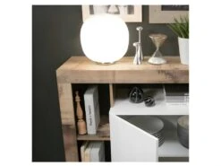 Buffet 2 Portes Blanc Laqué Brillant/Bois Fumé - ISCHIA -Mobilia Boutique buffet 21136343