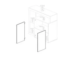 Buffet 2 Portes Blanc Laqué Brillant/Béton Ciré Foncé - ISCHIA -Mobilia Boutique buffet 21136367