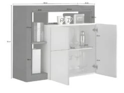 Buffet 2 Portes Blanc Laqué Brillant/Béton Ciré Foncé - ISCHIA -Mobilia Boutique buffet 21136369