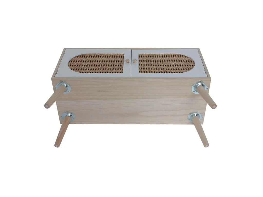 Meuble De Salon Buffet En Bois 2 Portes Blanc Marron Style Scandinave 6 Meuble De Salon Buffet En Bois 2 Portes Blanc Marron Style Scandinave – Image 4