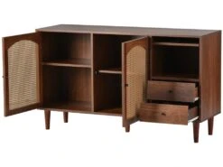 Buffet Avec 3 Portes Et 2 Tiroirs - Portes En Résine Tressée - Style Campagnard - Marron -Mobilia Boutique buffet 21268035
