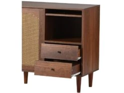 Buffet Avec 3 Portes Et 2 Tiroirs - Portes En Résine Tressée - Style Campagnard - Marron -Mobilia Boutique buffet 21268037