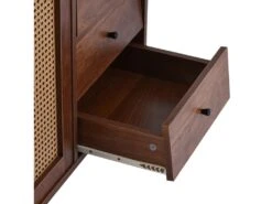 Buffet Avec 3 Portes Et 2 Tiroirs - Portes En Résine Tressée - Style Campagnard - Marron -Mobilia Boutique buffet 21268041