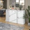 Buffet Avec 4 Portes Et 2 Tiroirs - Bois - Hauteur 150cm - Blanc 1 Buffet Avec 4 Portes Et 2 Tiroirs - Bois - Hauteur 150cm - Blanc -Mobilia Boutique buffet 21270807