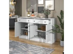 Buffet Avec 4 Portes Et 2 Tiroirs - Bois - Hauteur 150cm - Blanc -Mobilia Boutique buffet 21270811