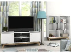 Lowboard Avec 2 Portes En Panneau De Particules Blanc -Mobilia Boutique buffet 21722531