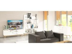 Lowboard Avec 2 Portes En Panneau De Particules Blanc -Mobilia Boutique buffet 21722533