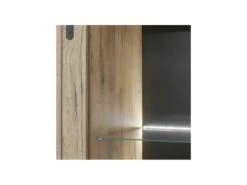 Argentier 2 Portes à LED Chêne Miel/Noir - ADRIEN -Mobilia Boutique buffet 21738503