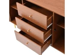 Buffet Bas - 3 Tiroirs & 2 Portes - En Rotin - Marron -Mobilia Boutique buffet 22040903